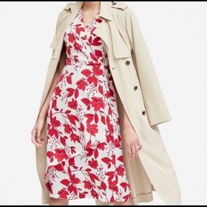 Banana Republic floral midi dress white with red flowers